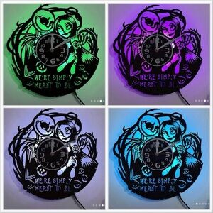 New Nightmare Before Christmas Real Vinyl Record 17 Mode Light Up USB Wall Clock